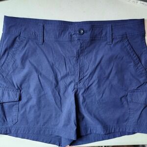 Eddie Bauer Womens Navy Blue Nylon Cargo Hiking Shorts 16 Outdoor Trail Travel